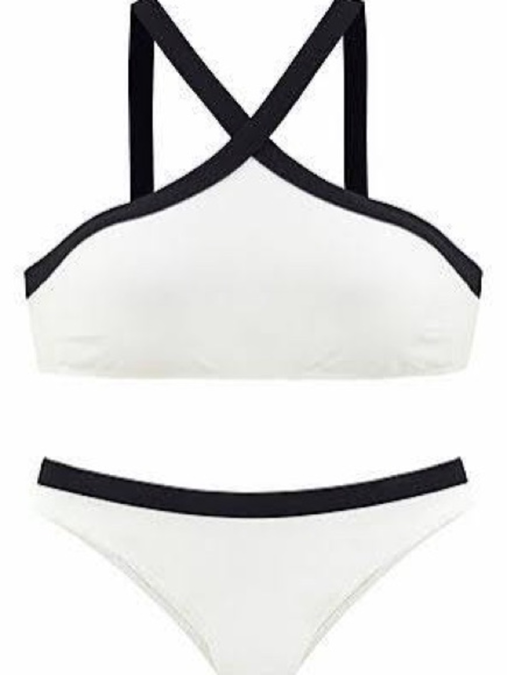 Jette White and Black Bikini Set